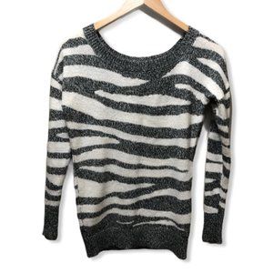 {Express} Wool Zebra Striped Metallic Sweater